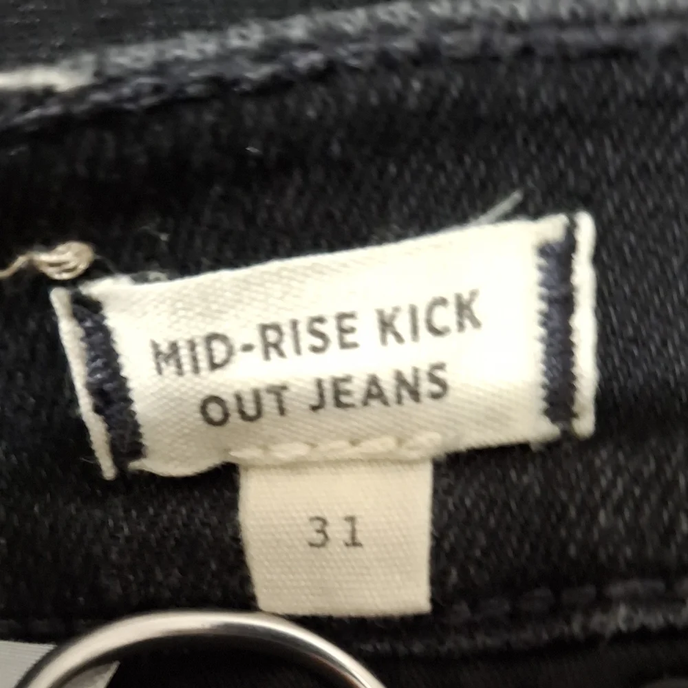Madewell Women's Mid Rise Kick Out Black Cotton Denim Jeans Size 31 - Picture 8 of 15
